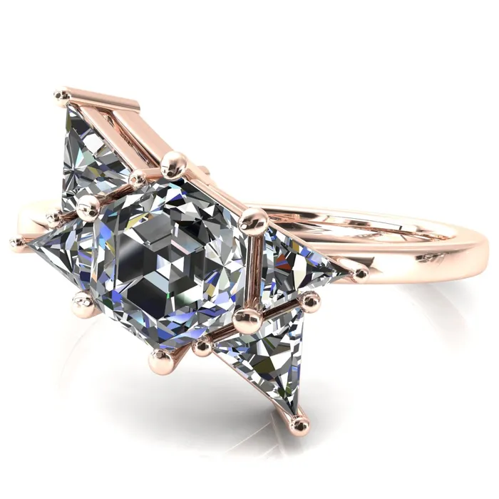 Rings Fire Brilliance 75mm Hexagon 5 Stone Triangle Ring