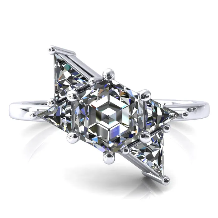 Rings Fire Brilliance 75mm Hexagon 5 Stone Triangle Ring