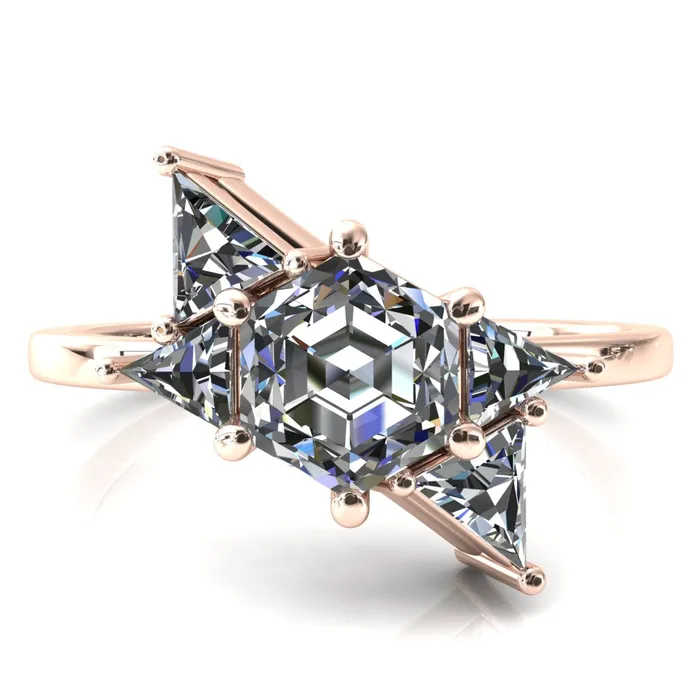 Rings Fire Brilliance 75mm Hexagon 5 Stone Triangle Ring