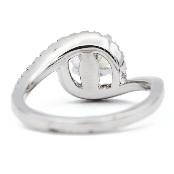 Rings Fire Brilliance 8mm Round Center 14K White Gold Diamond 4 Prong Bypass Shank Ring