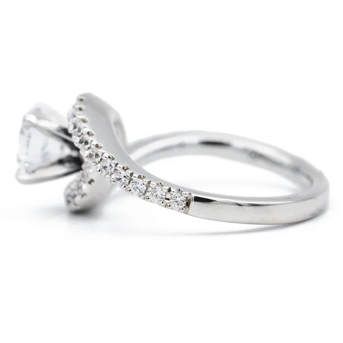Rings Fire Brilliance 8mm Round Center 14K White Gold Diamond 4 Prong Bypass Shank Ring