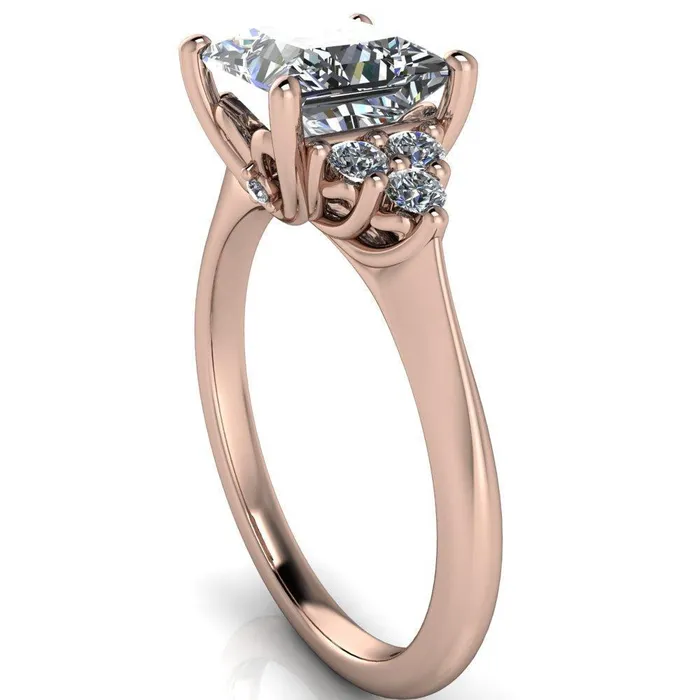 Rings Fire Brilliance Biddle PrincessSquare Moissanite Trio Side Diamonds Engagement Ring