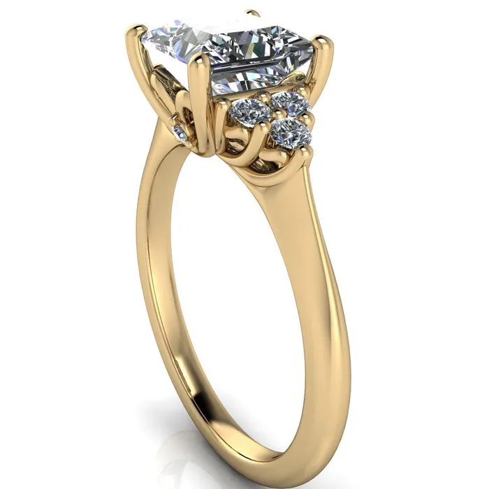 Rings Fire Brilliance Biddle PrincessSquare Moissanite Trio Side Diamonds Engagement Ring