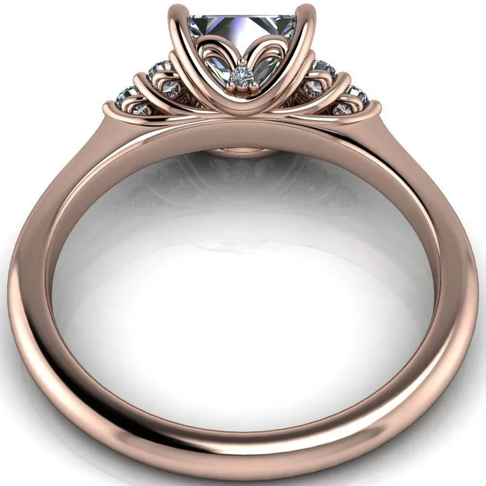 Rings Fire Brilliance Biddle PrincessSquare Moissanite Trio Side Diamonds Engagement Ring