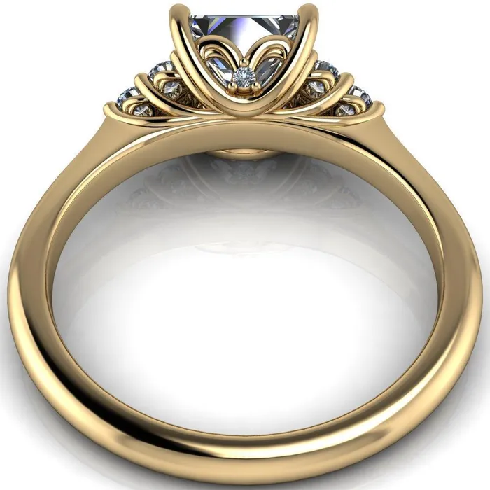 Rings Fire Brilliance Biddle PrincessSquare Moissanite Trio Side Diamonds Engagement Ring