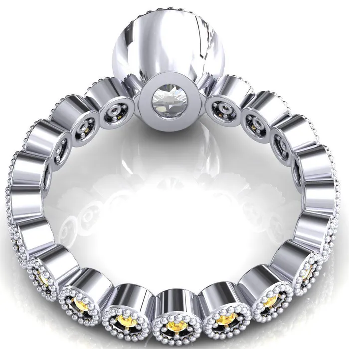 Rings Fire Brilliance Borea Oval Center Stone Full Bezel Milgrain Yellow Sapphire Accent Full Eternity Ring