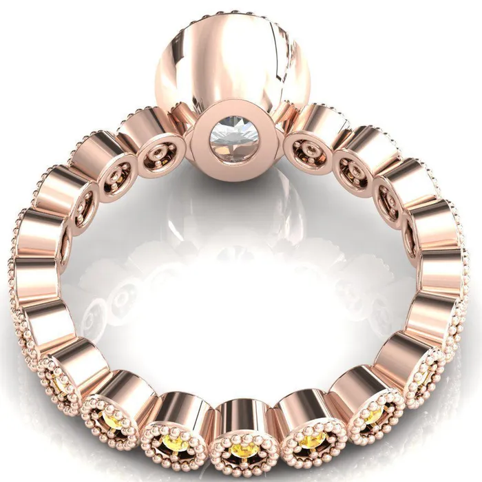 Rings Fire Brilliance Borea Oval Center Stone Full Bezel Milgrain Yellow Sapphire Accent Full Eternity Ring