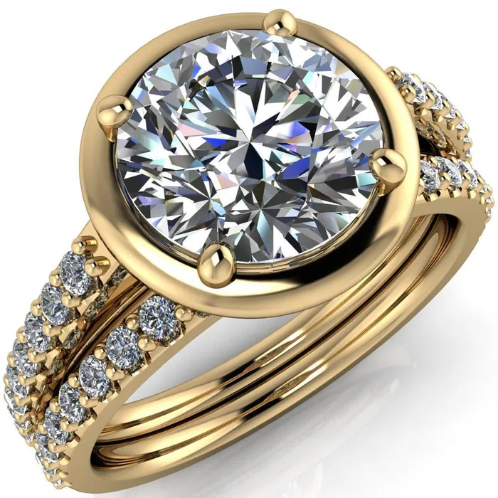 Rings Fire Brilliance Chantel Round Center Stone 4 Prong Illusion Setting Engagement Ring Rings Fire Brilliance Chantel Round Center Stone 4 Prong Illusion Setting Engagement Ring