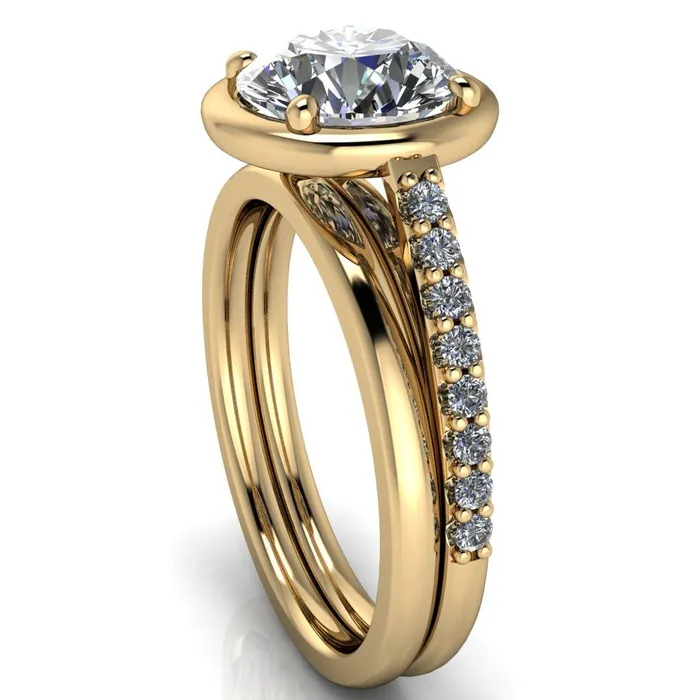 Rings Fire Brilliance Chantel Round Center Stone 4 Prong Illusion Setting Engagement Ring