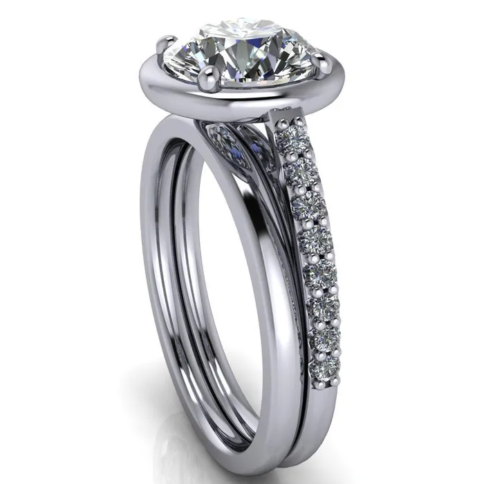 Rings Fire Brilliance Chantel Round Center Stone 4 Prong Illusion Setting Engagement Ring