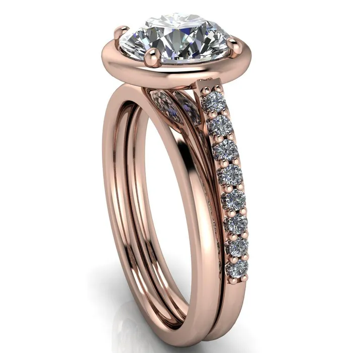 Rings Fire Brilliance Chantel Round Center Stone 4 Prong Illusion Setting Engagement Ring