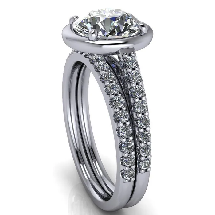 Rings Fire Brilliance Chantel Round Center Stone 4 Prong Illusion Setting Engagement Ring