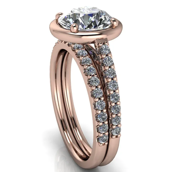 Rings Fire Brilliance Chantel Round Center Stone 4 Prong Illusion Setting Engagement Ring