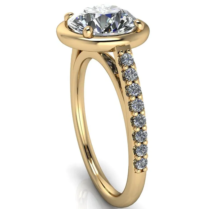 Rings Fire Brilliance Chantel Round Center Stone 4 Prong Illusion Setting Engagement Ring