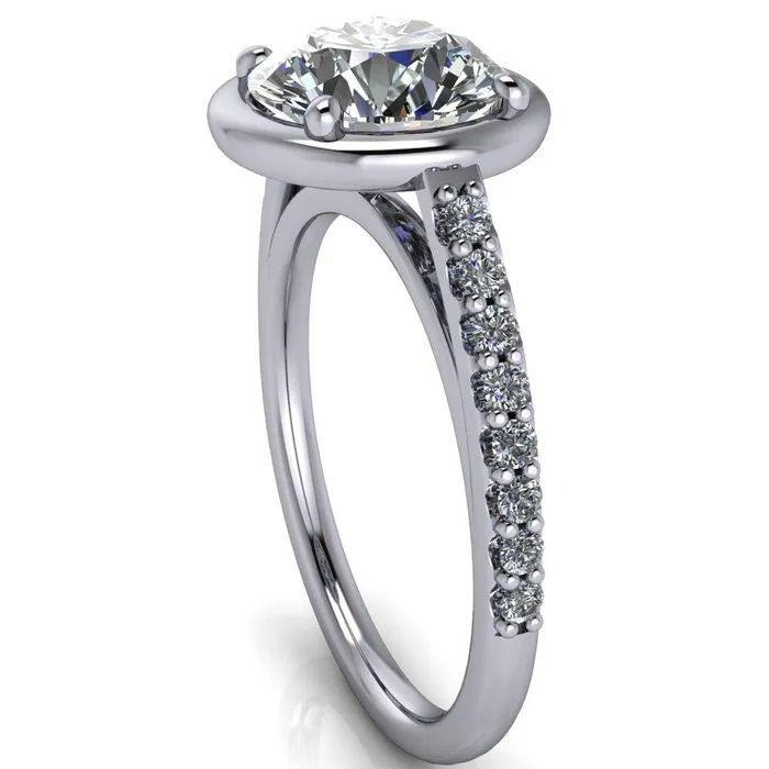 Rings Fire Brilliance Chantel Round Center Stone 4 Prong Illusion Setting Engagement Ring