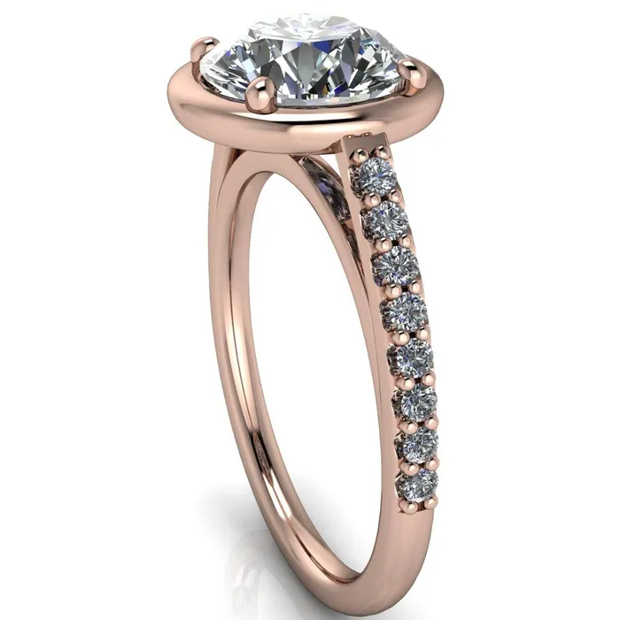 Rings Fire Brilliance Chantel Round Center Stone 4 Prong Illusion Setting Engagement Ring