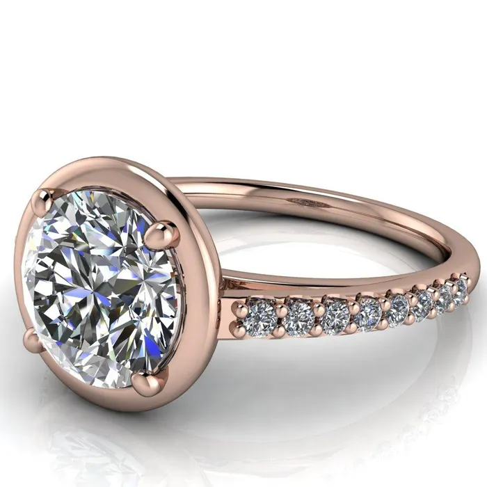Rings Fire Brilliance Chantel Round Center Stone 4 Prong Illusion Setting Engagement Ring