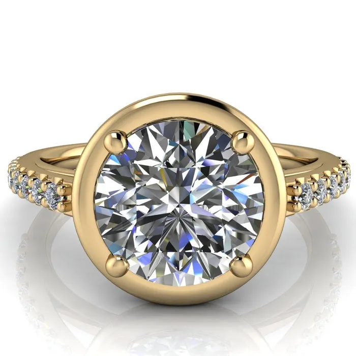 Rings Fire Brilliance Chantel Round Center Stone 4 Prong Illusion Setting Engagement Ring