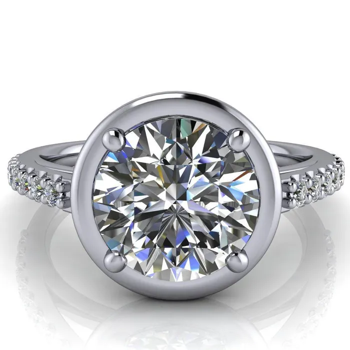 Rings Fire Brilliance Chantel Round Center Stone 4 Prong Illusion Setting Engagement Ring