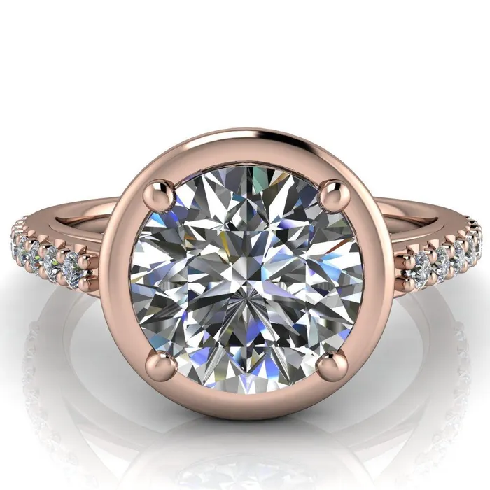 Rings Fire Brilliance Chantel Round Center Stone 4 Prong Illusion Setting Engagement Ring