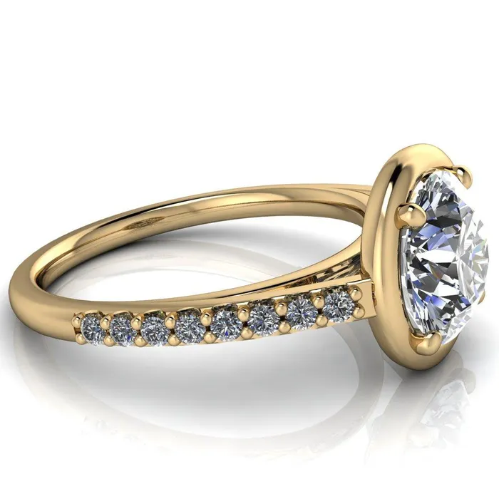 Rings Fire Brilliance Chantel Round Center Stone 4 Prong Illusion Setting Engagement Ring