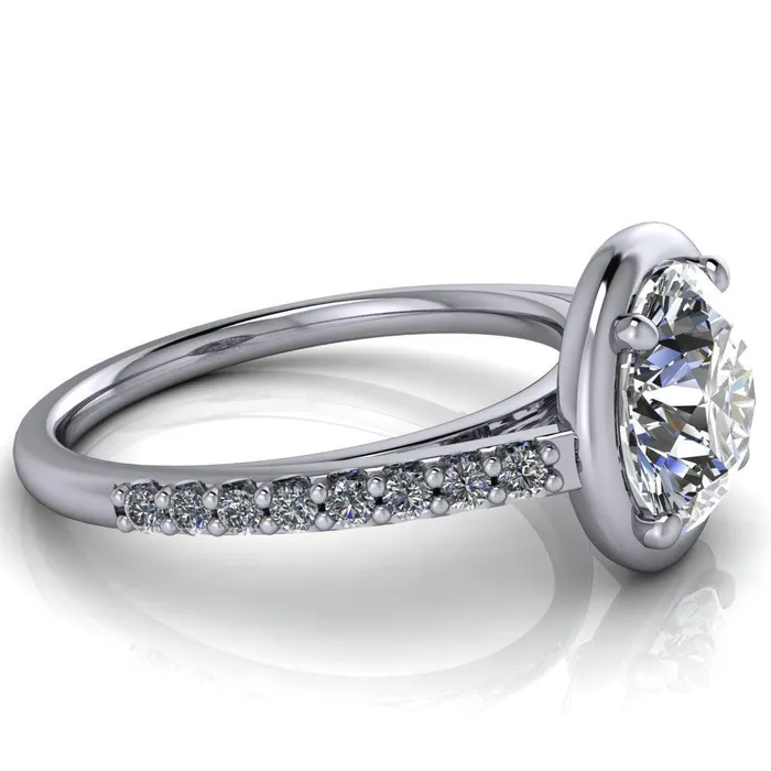 Rings Fire Brilliance Chantel Round Center Stone 4 Prong Illusion Setting Engagement Ring