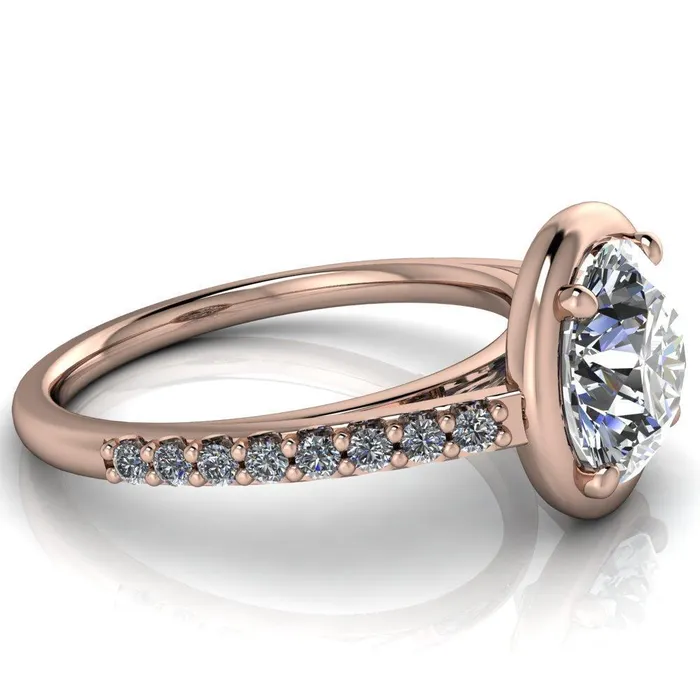 Rings Fire Brilliance Chantel Round Center Stone 4 Prong Illusion Setting Engagement Ring