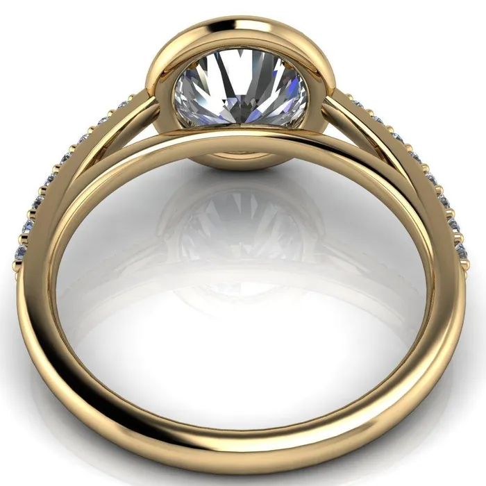 Rings Fire Brilliance Chantel Round Center Stone 4 Prong Illusion Setting Engagement Ring