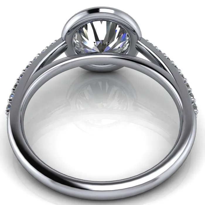 Rings Fire Brilliance Chantel Round Center Stone 4 Prong Illusion Setting Engagement Ring