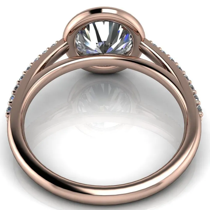 Rings Fire Brilliance Chantel Round Center Stone 4 Prong Illusion Setting Engagement Ring