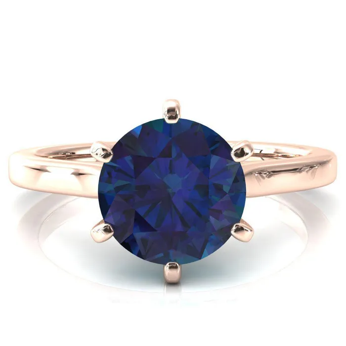 Rings Fire Brilliance Darci Round Alexandrite 6 Prong Cathedral Solitaire Engagement Ring