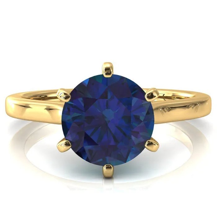 Rings Fire Brilliance Darci Round Alexandrite 6 Prong Cathedral Solitaire Engagement Ring