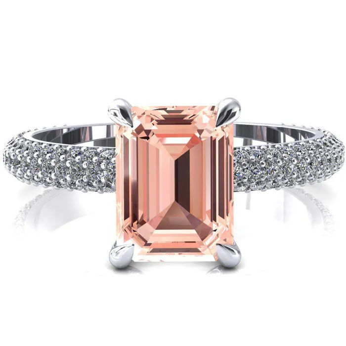 Rings Fire Brilliance Elley Emerald Champagne Sapphire 4 Claw Prong Diamond Accent Engagement Ring Rings Fire Brilliance Elley Emerald Champagne Sapphire 4 Claw Prong Diamond Accent Engagement Ring