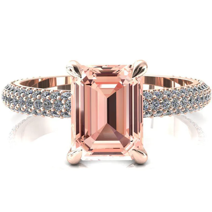 Rings Fire Brilliance Elley Emerald Champagne Sapphire 4 Claw Prong Diamond Accent Engagement Ring