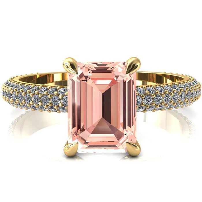 Rings Fire Brilliance Elley Emerald Champagne Sapphire 4 Claw Prong Diamond Accent Engagement Ring