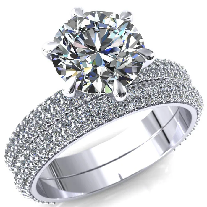 Rings Fire Brilliance Elley Round Center Stone 6 Claw Prong Diamond Accent Engagement Ring Rings Fire Brilliance Elley Round Center Stone 6 Claw Prong Diamond Accent Engagement Ring