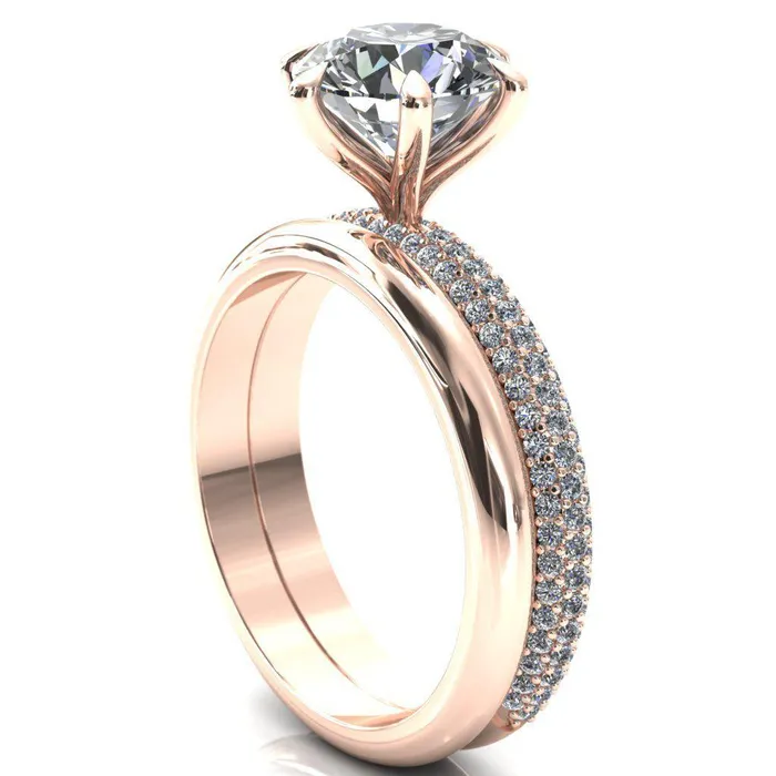 Rings Fire Brilliance Elley Round Center Stone 6 Claw Prong Diamond Accent Engagement Ring