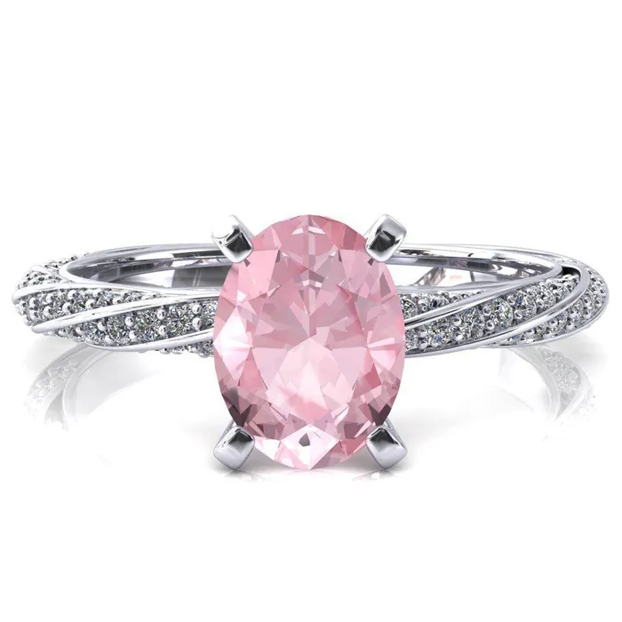 Rings Fire Brilliance Elysia Oval Pink Sapphire 4 Prong 34 Eternity Diamond Accent Ring Rings Fire Brilliance Elysia Oval Pink Sapphire 4 Prong 34 Eternity Diamond Accent Ring