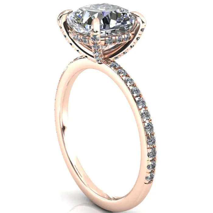 Rings Fire Brilliance EZILI CUSHION MOISSANITE 4 CLAW PRONG MICRO PAVE DIAMOND SIDES ENGAGEMENT RING