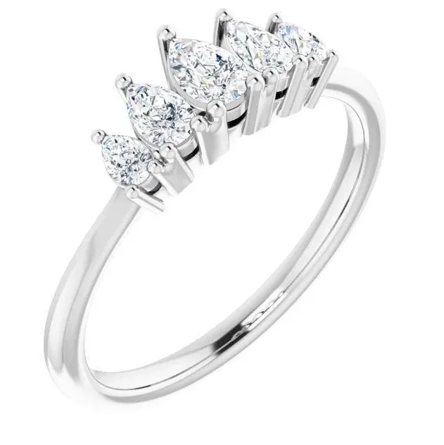 Rings Fire Brilliance Fabianna Pear 5Stone LabGrown Diamonds Anniversary Band