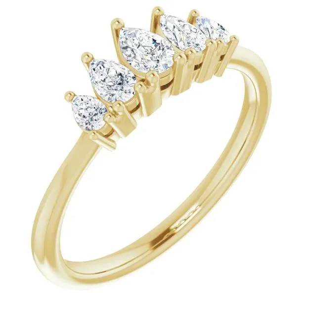 Rings Fire Brilliance Fabianna Pear 5Stone LabGrown Diamonds Anniversary Band