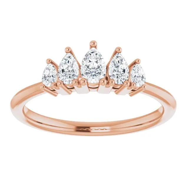 Rings Fire Brilliance Fabianna Pear 5Stone LabGrown Diamonds Anniversary Band