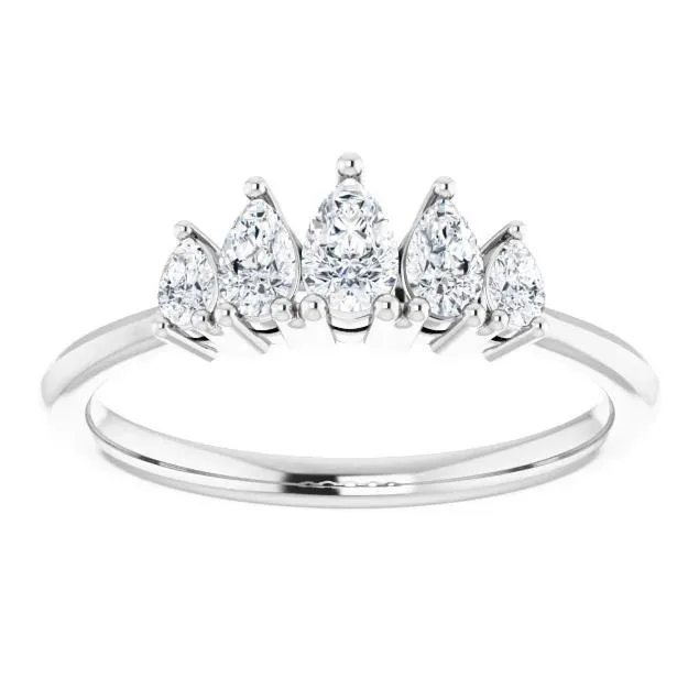 Rings Fire Brilliance Fabianna Pear 5Stone LabGrown Diamonds Anniversary Band