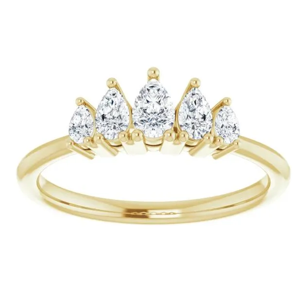 Rings Fire Brilliance Fabianna Pear 5Stone LabGrown Diamonds Anniversary Band