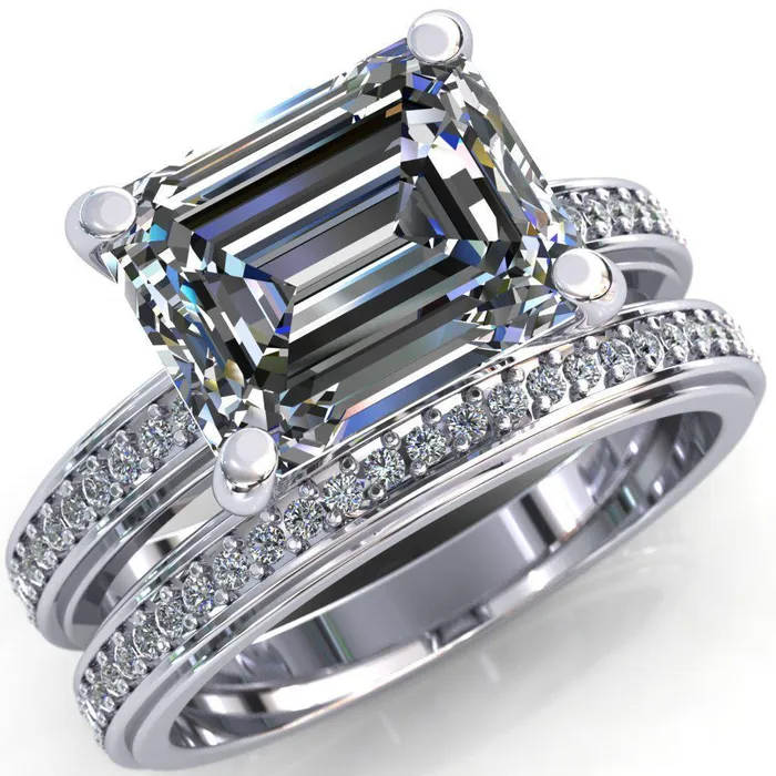 Rings Fire Brilliance Gia Emerald Center Stone Diamond Channel Comfort Band 4 Prong Ring Rings Fire Brilliance Gia Emerald Center Stone Diamond Channel Comfort Band 4 Prong Ring