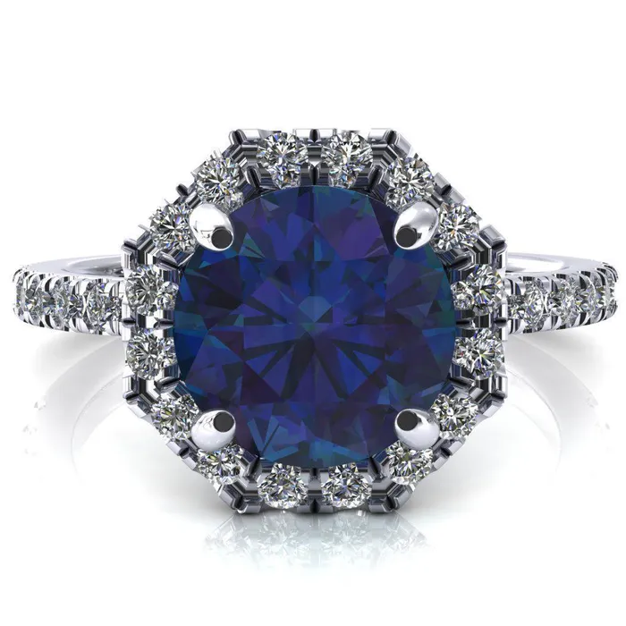 Rings Fire Brilliance Henrietta Round Alexandrite 4 Prong Halo 34 Micropave Engagement Ring Rings Fire Brilliance Henrietta Round Alexandrite 4 Prong Halo 34 Micropave Engagement Ring