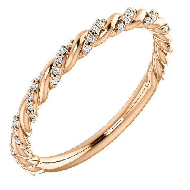 Rings Fire Brilliance Kenla Round Moissanite 34 Eternity Rope 18K Rose Gold Band Rings Fire Brilliance Kenla Round Moissanite 34 Eternity Rope 18K Rose Gold Band