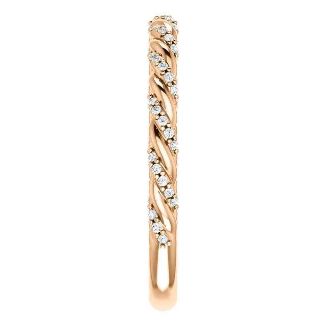 Rings Fire Brilliance Kenla Round Moissanite 34 Eternity Rope 18K Rose Gold Band