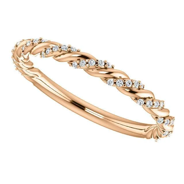 Rings Fire Brilliance Kenla Round Moissanite 34 Eternity Rope 18K Rose Gold Band