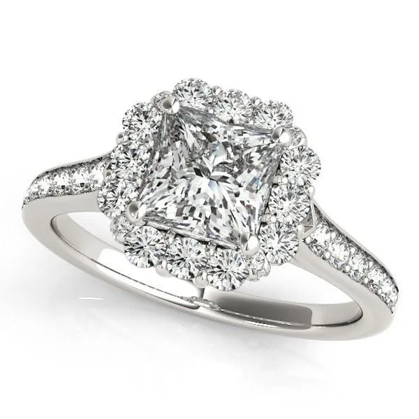 Rings Fire Brilliance Kyle PrincessSquare Moissanite Cathedral Halo Engagement Ring